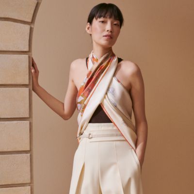 HERMES/エルメス カシミア/シルク ポワントゥ スカーフ g_058 HERMES